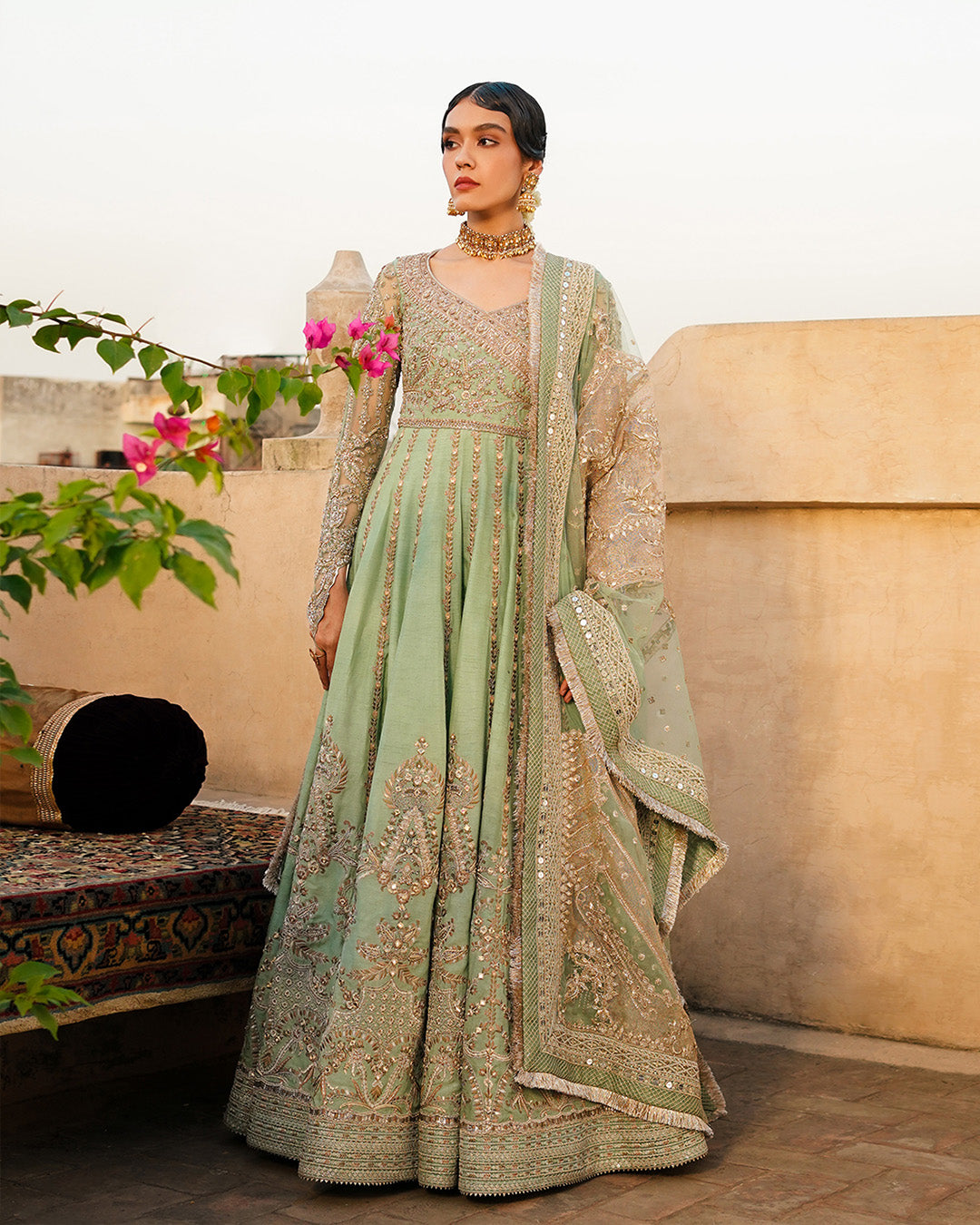 faiza saqlain green dress Faiza Saqlain pista Green Wedding Collection Maxi Net Fabric – GoodLuck  Collections main image 1