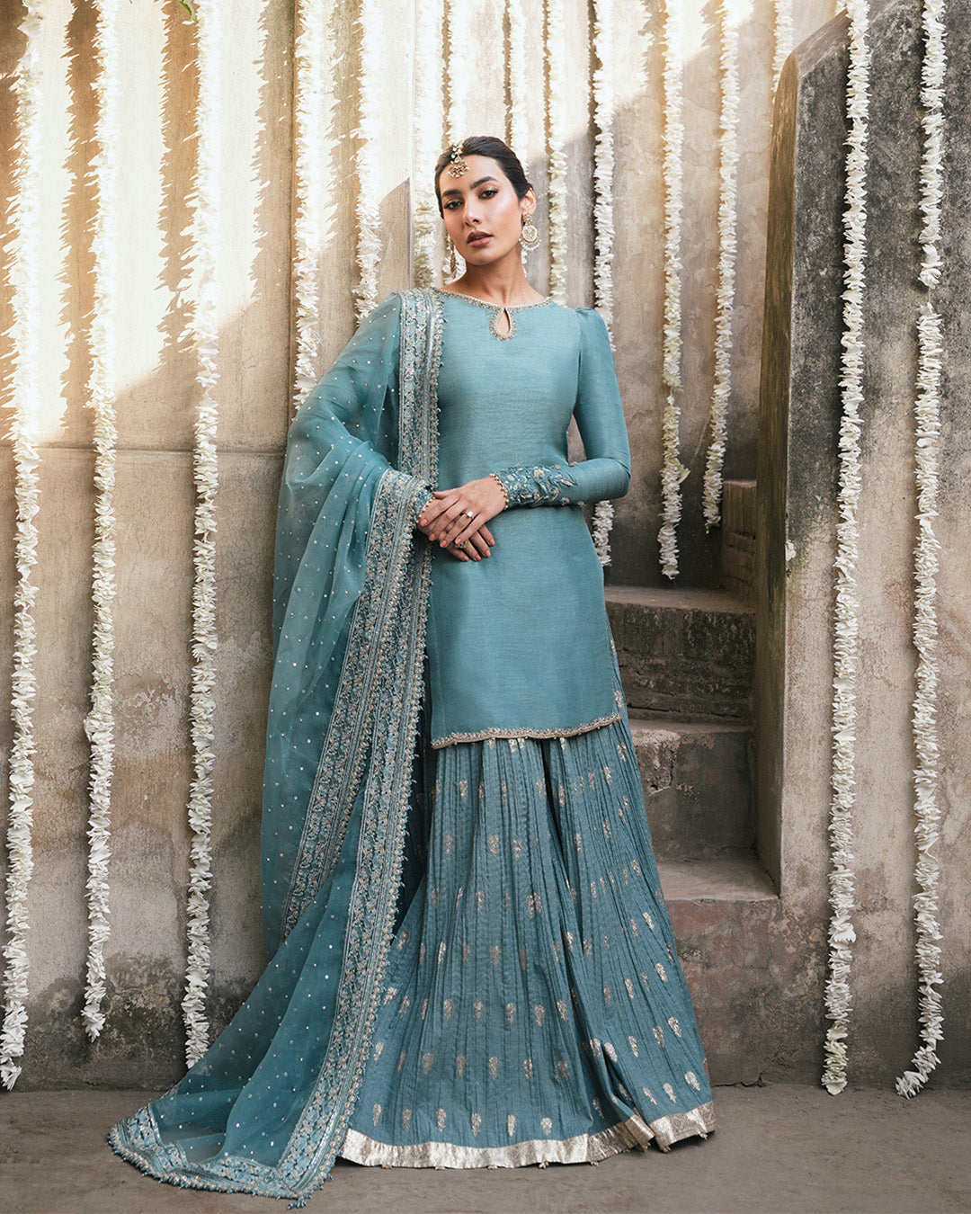 faiza saqlain ice blue dress Menaha Faiza Saqlain