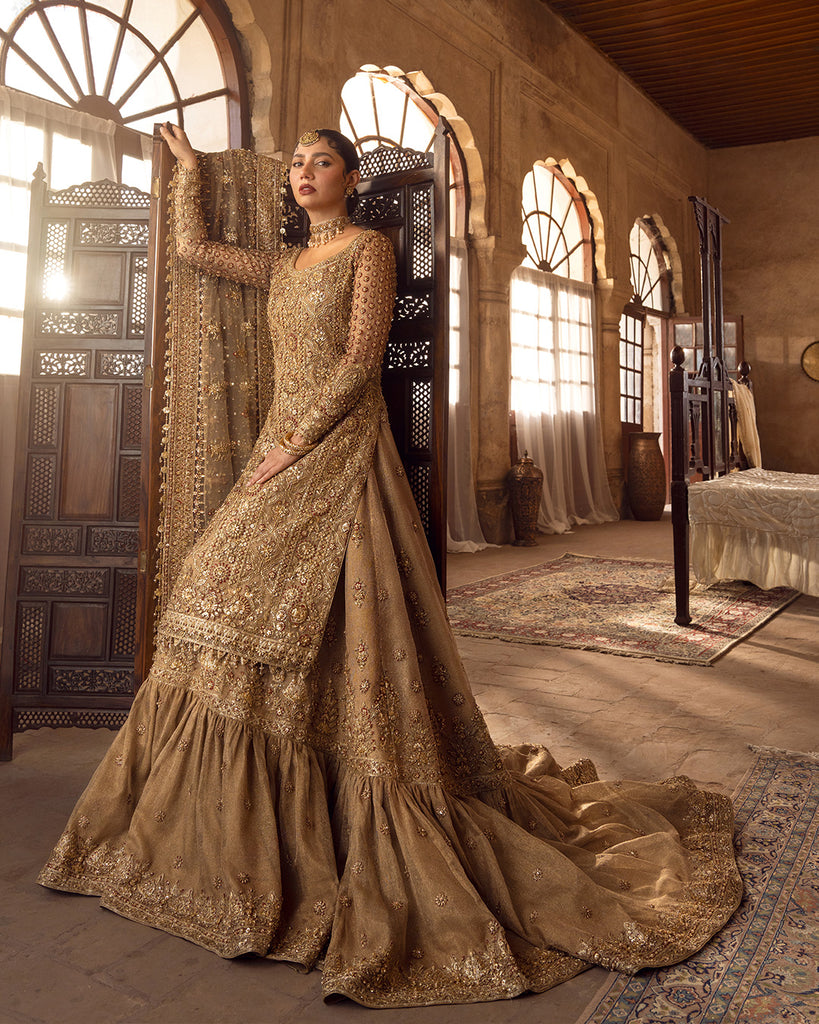 gold indian bridal wedding dress