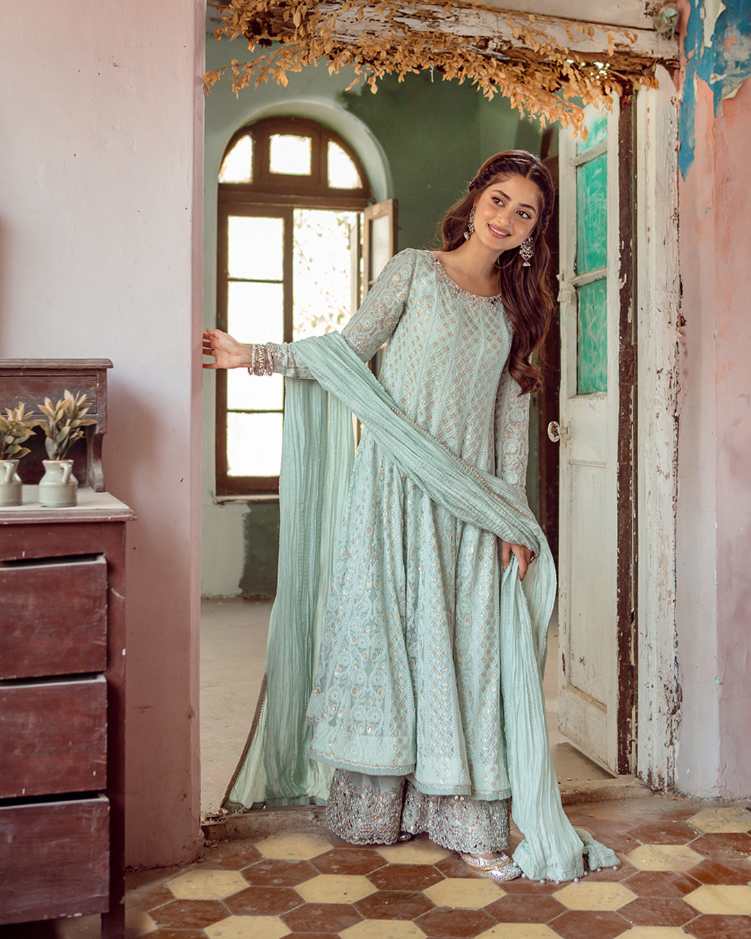 faiza saqlain ice blue dress Latissa- Ice Blue Pishwas Ensemble By- Faiza saqlain