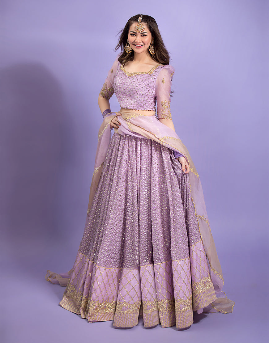hania amir purple dress Hania Amir Elegant Gray & Purple Dress | Jade Ombre Intezar Collection